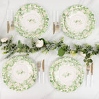 25 - Pack Paper 11" Round Dinner Plates in White with Floral Greenery & Scalloped Edges - Disposable Party Plates for Nature - Inspired Events & Chic Celebrations - Bell Racket Store