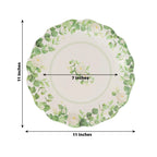 25 - Pack Paper 11" Round Dinner Plates in White with Floral Greenery & Scalloped Edges - Disposable Party Plates for Nature - Inspired Events & Chic Celebrations - Bell Racket Store
