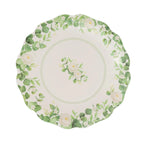 25 - Pack Paper 11" Round Dinner Plates in White with Floral Greenery & Scalloped Edges - Disposable Party Plates for Nature - Inspired Events & Chic Celebrations - Bell Racket Store