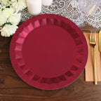 25 - Pack Paper 12" Round Charger Plates in Burgundy with Geometric Prism Design - Disposable 400GSM Serving Trays - Bell Racket Store