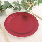25 - Pack Paper 12" Round Charger Plates in Burgundy with Geometric Prism Design - Disposable 400GSM Serving Trays - Bell Racket Store