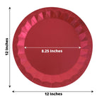 25 - Pack Paper 12" Round Charger Plates in Burgundy with Geometric Prism Design - Disposable 400GSM Serving Trays - Bell Racket Store
