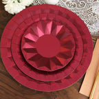 25 - Pack Paper 12" Round Charger Plates in Burgundy with Geometric Prism Design - Disposable 400GSM Serving Trays - Bell Racket Store