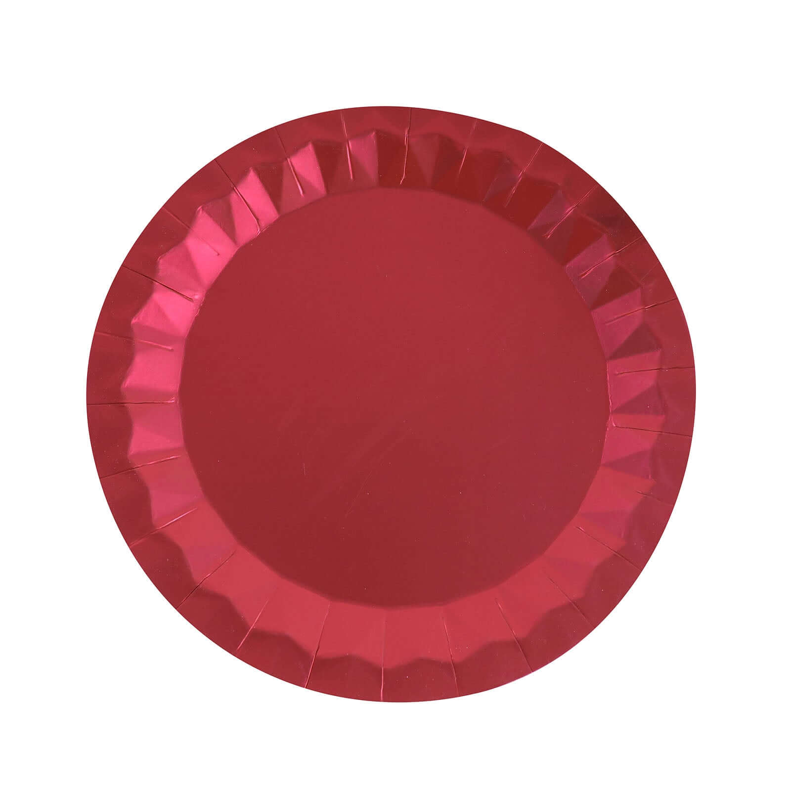 25 - Pack Paper 12" Round Charger Plates in Burgundy with Geometric Prism Design - Disposable 400GSM Serving Trays - Bell Racket Store