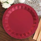 25 - Pack Paper 12" Round Charger Plates in Burgundy with Geometric Prism Design - Disposable 400GSM Serving Trays - Bell Racket Store