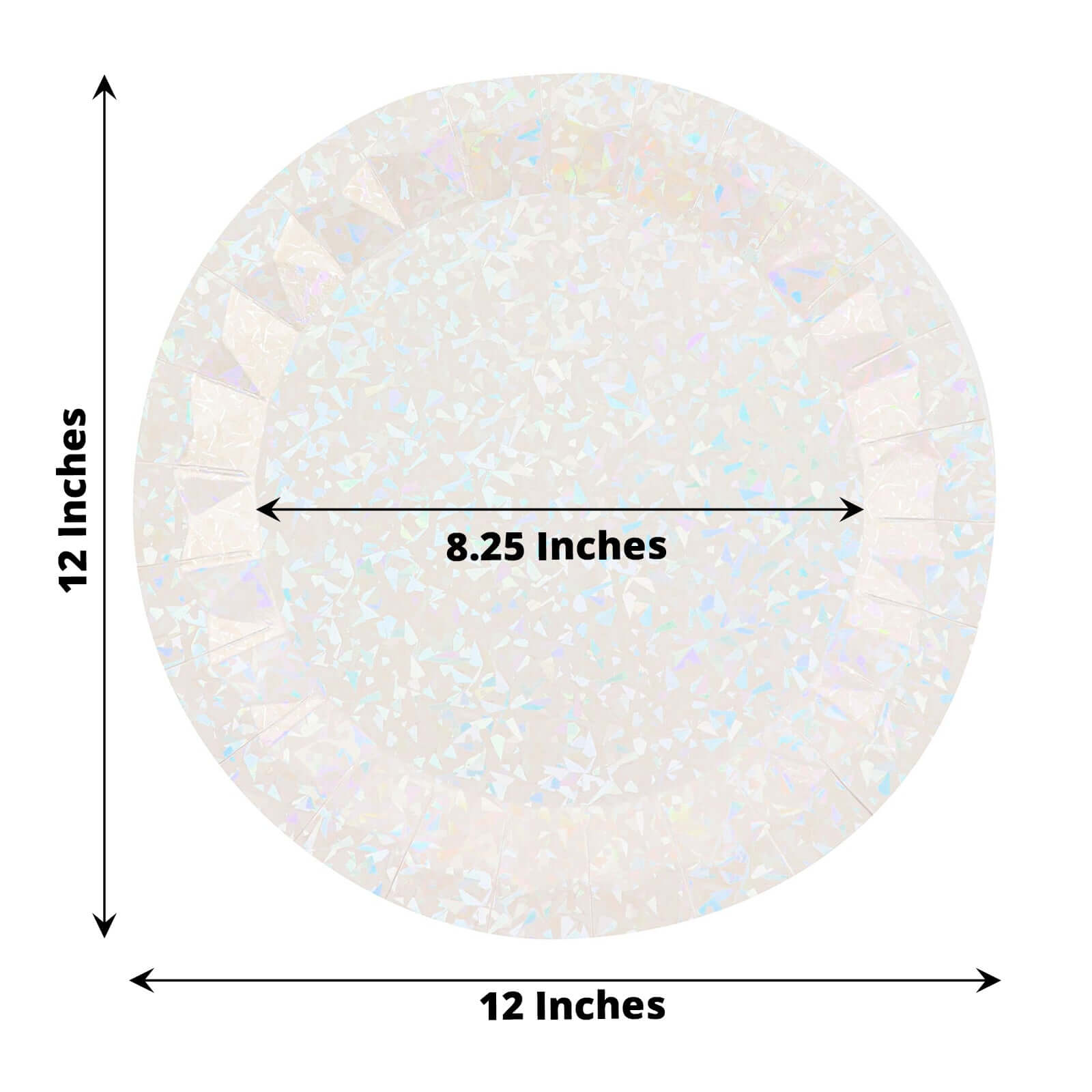 25 - Pack Paper 12" Round Charger Plates in Iridescent with Geometric Prism Design - Disposable 400GSM Serving Trays - Bell Racket Store