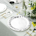 25 - Pack Paper 12" Round Charger Plates in Metallic Silver with Geometric Prism Design - Disposable 400GSM Serving Trays - Bell Racket Store