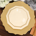 25 - Pack Paper 7" Decagon Appetizer Plates in Beige with Gold Foil Rim - Bell Racket Store