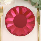 25 - Pack Paper 7" Round Dessert Plates in Burgundy with Geometric Prism Rim - Disposable 400GSM Appetizer Salad Plates - Bell Racket Store