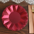 25 - Pack Paper 7" Round Dessert Plates in Burgundy with Geometric Prism Rim - Disposable 400GSM Appetizer Salad Plates - Bell Racket Store
