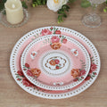 25 - Pack Paper 7" Round Dessert Plates in Dusty Rose with Vintage Rose Flower Print - Disposable Appetizer Salad Plates - Bell Racket Store