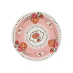 25 - Pack Paper 7" Round Dessert Plates in Dusty Rose with Vintage Rose Flower Print - Disposable Appetizer Salad Plates - Bell Racket Store