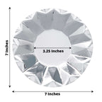 25 - Pack Paper 7" Round Dessert Plates in Metallic Silver with Geometric Prism Rim - Disposable 400GSM Appetizer Salad Plates - Bell Racket Store