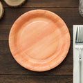 25 - Pack Paper 7" Round Dessert Plates in Natural Wood Grain Print - Disposable Appetizer Salad Plates for Rustic Farmhouse Style Events - Bell Racket Store