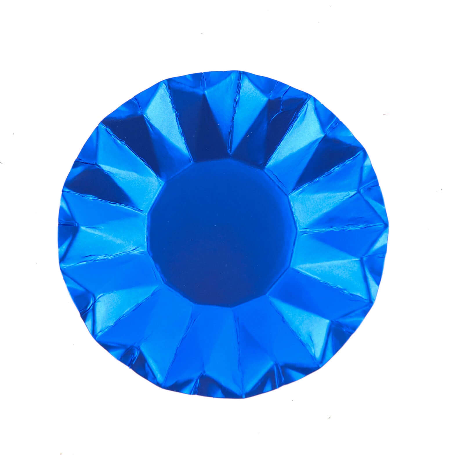 25 - Pack Paper 7" Round Dessert Plates in Royal Blue with Geometric Prism Rim - Disposable 400GSM Appetizer Salad Plates - Bell Racket Store