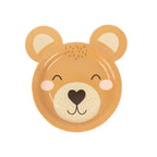 25 - Pack Paper 7" Round Plates Brown Teddy Bear Print - Disposable 300GSM Cute Bear Themed Appetizer Dessert Party Plates for Baby Shower Birthday Event Decoration - Bell Racket Store