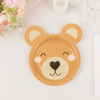 25 - Pack Paper 7" Round Plates Brown Teddy Bear Print - Disposable 300GSM Cute Bear Themed Appetizer Dessert Party Plates for Baby Shower Birthday Event Decoration - Bell Racket Store