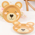 25 - Pack Paper 7" Round Plates Brown Teddy Bear Print - Disposable 300GSM Cute Bear Themed Appetizer Dessert Party Plates for Baby Shower Birthday Event Decoration - Bell Racket Store