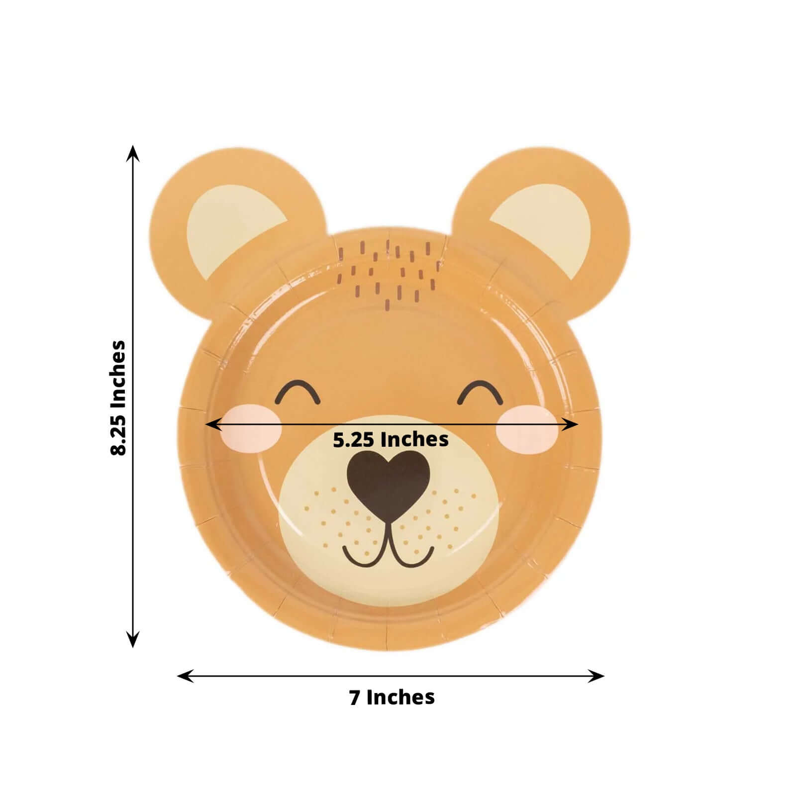 25 - Pack Paper 7" Round Plates Brown Teddy Bear Print - Disposable 300GSM Cute Bear Themed Appetizer Dessert Party Plates for Baby Shower Birthday Event Decoration - Bell Racket Store