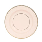 25 - Pack Paper 8" Round Dessert Plates in Blush Sunray Design with Gold Rim - Disposable Heavy Duty 350GSM Appetizer Salad Plates - Bell Racket Store