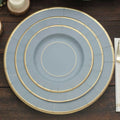 25 - Pack Paper 8" Round Dessert Plates in Dusty Blue Sunray Design with Gold Rim - Disposable Heavy Duty 350GSM Appetizer Salad Plates - Bell Racket Store