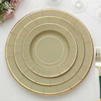 25 - Pack Paper 8" Round Dessert Plates in Khaki Sunray Design with Gold Rim - Disposable Heavy Duty 350GSM Appetizer Salad Plates - Bell Racket Store