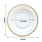 25 - Pack Paper 8" Round Dessert Plates in White Sunray Design with Gold Rim - Disposable Heavy Duty 350GSM Appetizer Salad Plates for Banquets & Celebrations - Bell Racket Store