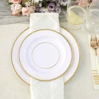 25 - Pack Paper 8" Round Dessert Plates in White Sunray Design with Gold Rim - Disposable Heavy Duty 350GSM Appetizer Salad Plates for Banquets & Celebrations - Bell Racket Store