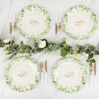 25 - Pack Paper 8" Round Dessert Plates in White with Floral Greenery & Scalloped Edges - Disposable Appetizer Salad Plates for Rustic Weddings & Garden Brunches - Bell Racket Store