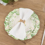 25 - Pack Paper 8" Round Dessert Plates in White with Floral Greenery & Scalloped Edges - Disposable Appetizer Salad Plates for Rustic Weddings & Garden Brunches - Bell Racket Store