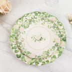 25 - Pack Paper 8" Round Dessert Plates in White with Floral Greenery & Scalloped Edges - Disposable Appetizer Salad Plates for Rustic Weddings & Garden Brunches - Bell Racket Store