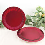 25 - Pack Paper 9" Round Dinner Plates in Burgundy with Geometric Prism Rim - Disposable 400GSM Party Plates - Bell Racket Store