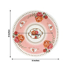 25 - Pack Paper 9" Round Dinner Plates in Dusty Rose with Vintage Rose Flower Print - Disposable Plates - Bell Racket Store