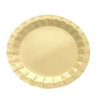 25 - Pack Paper 9" Round Dinner Plates in Metallic Gold with Geometric Prism Rim - Disposable 400GSM Party Plates for Banquets & Celebrations - Bell Racket Store