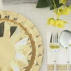25 - Pack Paper 9" Round Dinner Plates in Metallic Gold with Geometric Prism Rim - Disposable 400GSM Party Plates for Banquets & Celebrations - Bell Racket Store