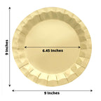 25 - Pack Paper 9" Round Dinner Plates in Metallic Gold with Geometric Prism Rim - Disposable 400GSM Party Plates for Banquets & Celebrations - Bell Racket Store