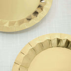 25 - Pack Paper 9" Round Dinner Plates in Metallic Gold with Geometric Prism Rim - Disposable 400GSM Party Plates for Banquets & Celebrations - Bell Racket Store