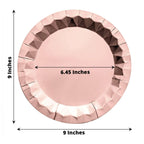 25 - Pack Paper 9" Round Dinner Plates in Metallic Rose Gold with Geometric Prism Rim - Disposable 400GSM Party Plates - Bell Racket Store