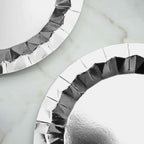 25 - Pack Paper 9" Round Dinner Plates in Metallic Silver with Geometric Prism Rim - Disposable 400GSM Party Plates - Bell Racket Store