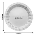 25 - Pack Paper 9" Round Dinner Plates in Metallic Silver with Geometric Prism Rim - Disposable 400GSM Party Plates - Bell Racket Store