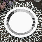 25 - Pack Paper 9" Round Dinner Plates in Metallic Silver with Geometric Prism Rim - Disposable 400GSM Party Plates - Bell Racket Store