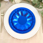 25 - Pack Paper 9" Round Dinner Plates in Royal Blue with Geometric Prism Rim - Disposable 400GSM Party Plates - Bell Racket Store