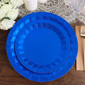 25 - Pack Paper 9" Round Dinner Plates in Royal Blue with Geometric Prism Rim - Disposable 400GSM Party Plates - Bell Racket Store