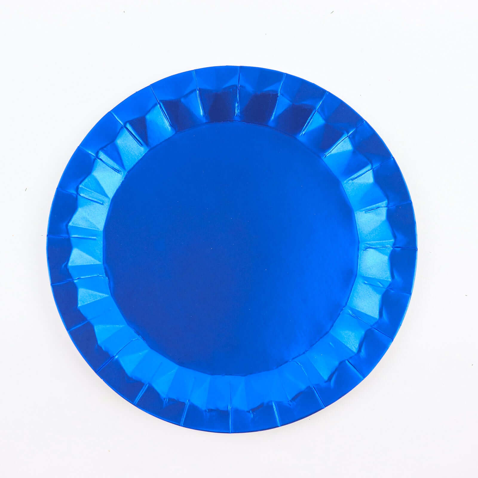 25 - Pack Paper 9" Round Dinner Plates in Royal Blue with Geometric Prism Rim - Disposable 400GSM Party Plates - Bell Racket Store