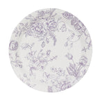 25 - Pack Paper 9" Round Dinner Plates in White with Matte Lavender French Toile Pattern - Disposable Floral Party Plates - Bell Racket Store