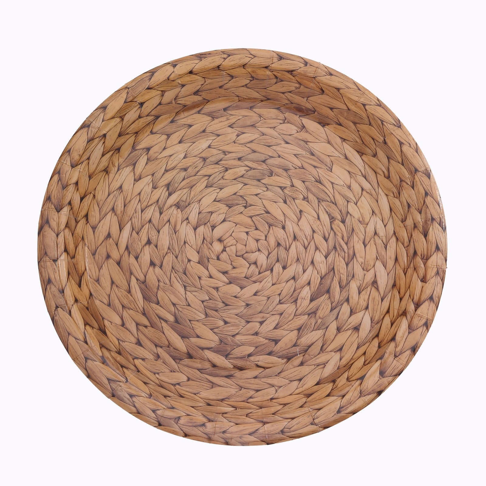25 - Pack Paper 9" Round Dinner Plates Natural with Woven Rattan Print - Rustic Farmhouse Disposable 300GSM Party Plates for Country Chic Celebrations - Bell Racket Store
