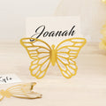 25 - Pack Paper Butterfly Place Card Holders Gold with White Printable Cards - 3D Free Standing Table Number Stands 3"x5" - Bell Racket Store