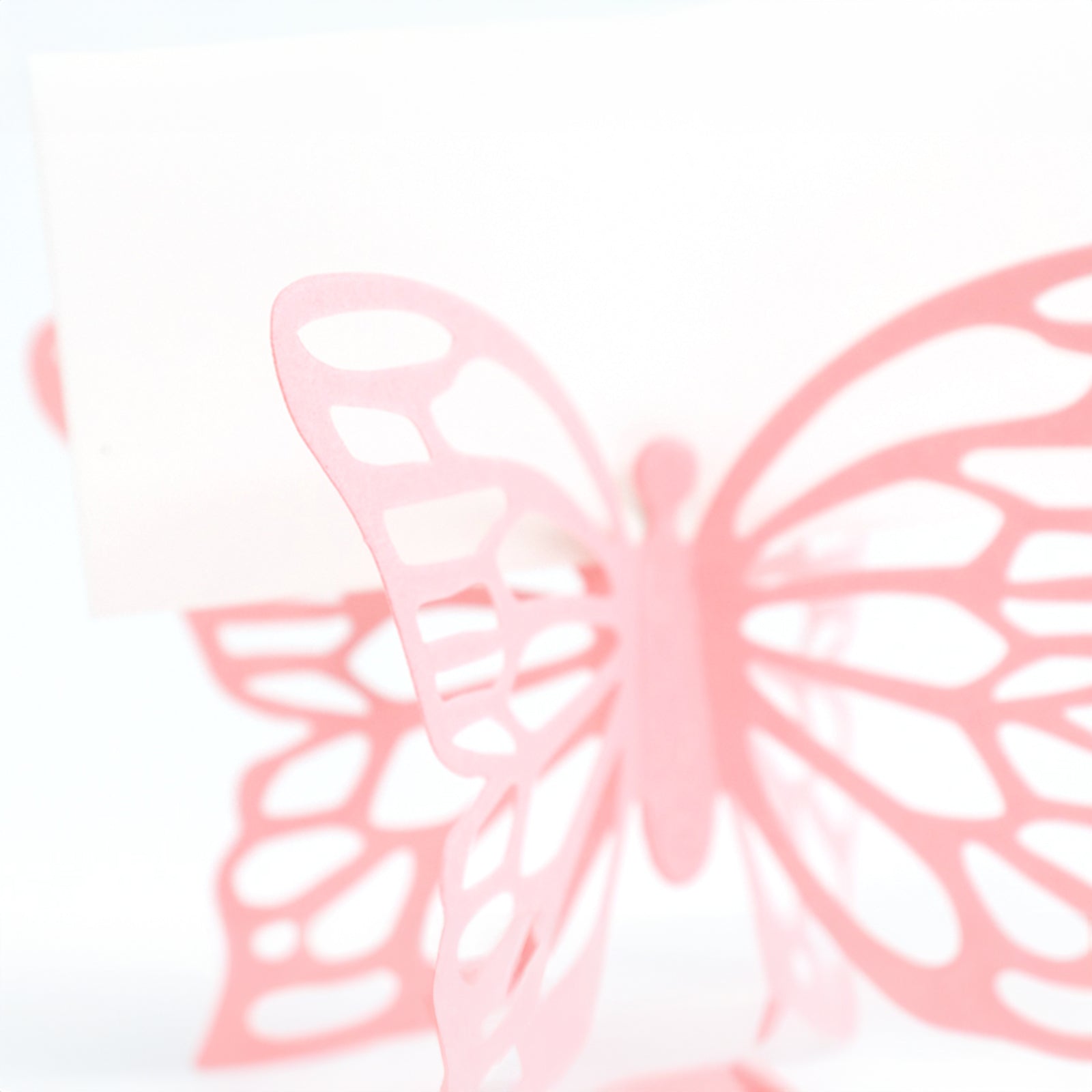 25 - Pack Paper Butterfly Place Card Holders Pink with White Printable Cards - 3D Free Standing Table Number Stands 3"x5" - Bell Racket Store