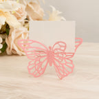 25 - Pack Paper Butterfly Place Card Holders Pink with White Printable Cards - 3D Free Standing Table Number Stands 3"x5" - Bell Racket Store