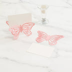 25 - Pack Paper Butterfly Place Card Holders Pink with White Printable Cards - 3D Free Standing Table Number Stands 3"x5" - Bell Racket Store